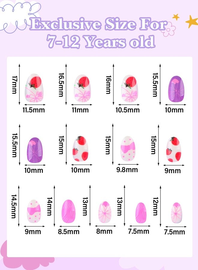 EBANKU 78PCS Kid Press on Nails, EBANKU 3 Pack Children Fake Nail Kit Full Cover Short False Fingernails with Nail Glue for Girl Nail Decoration (Bow Tie Strawberries) - Image 2